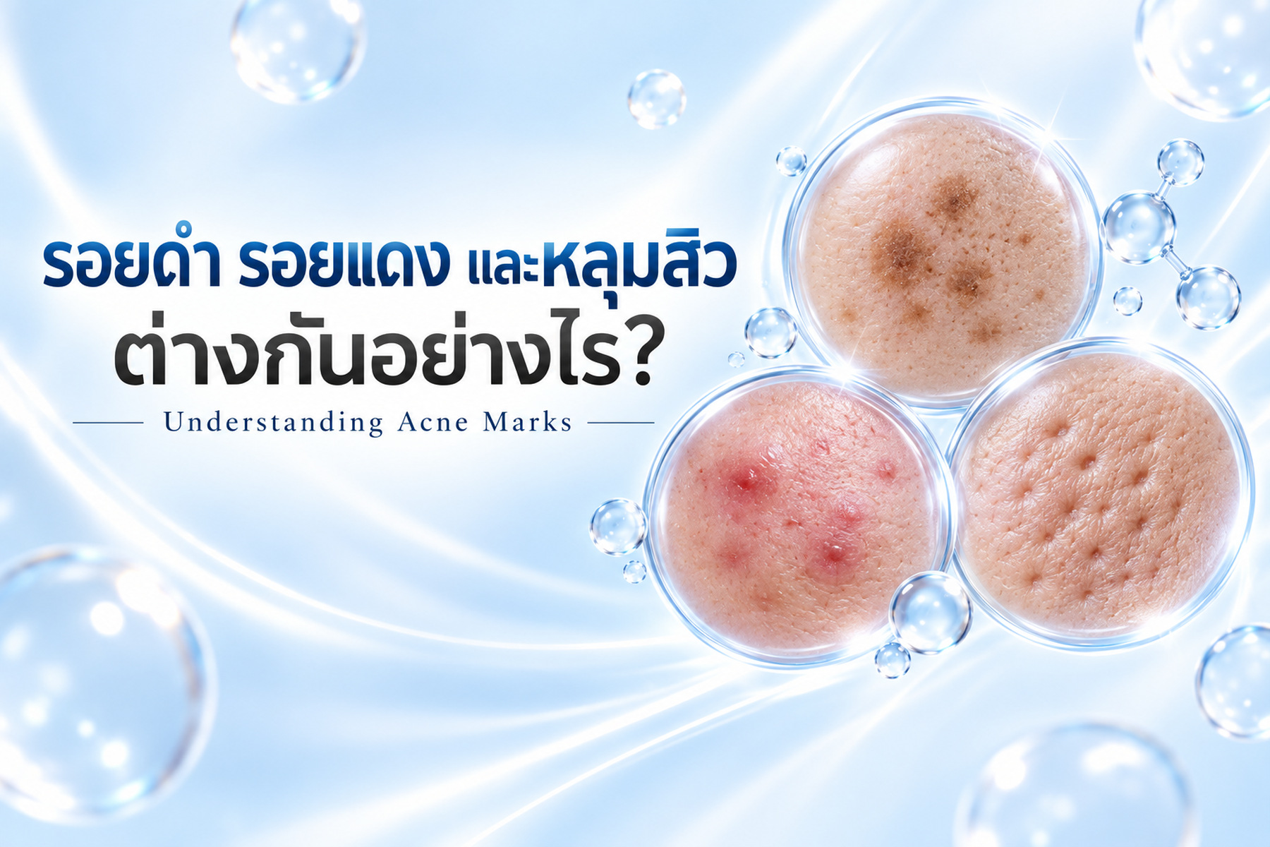 ปกบทความ รอยดำ รอยแดง และหลุมสิวต่างกันอย่างไร