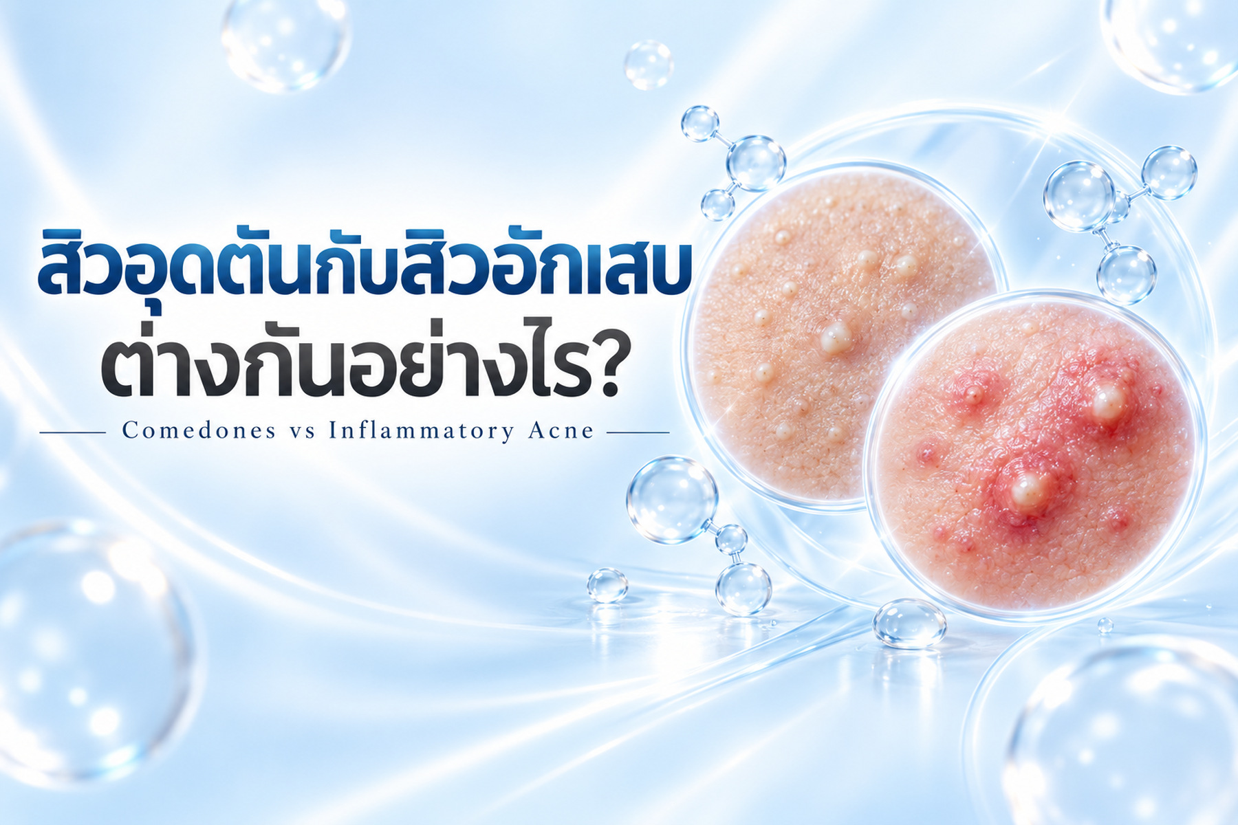 ปกบทความ สิวอุดตันและสิวอักเสบต่างกันอย่างไร